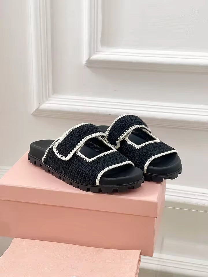 Crochet Raffia Knit Slides