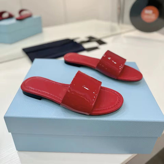 Patent Leather Low-Heel Slides
