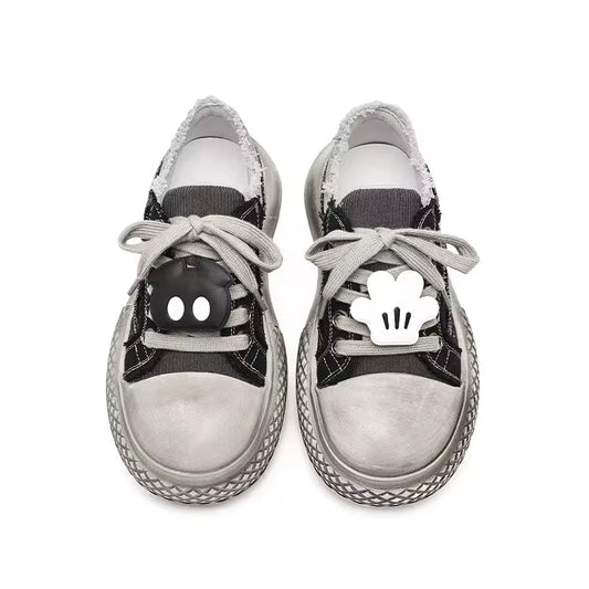 Retro Color-Brushed Canvas Sneakers