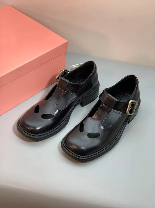 Retro T-Bar Leather Loafers