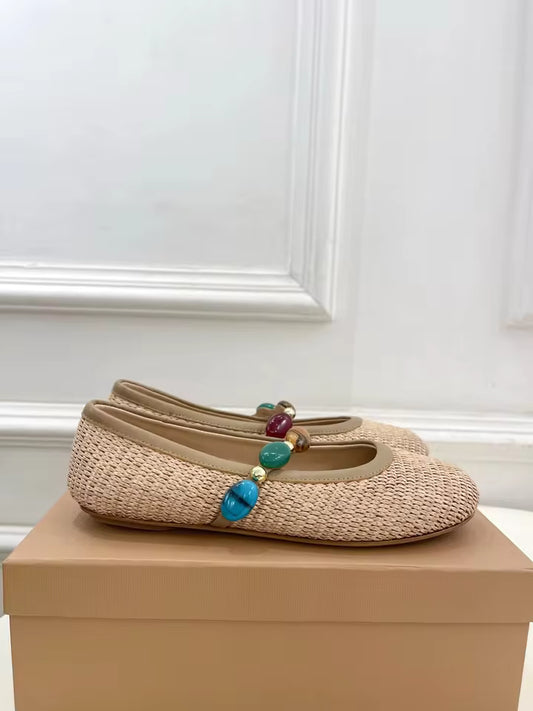 Embellished Stone Ballet Flats