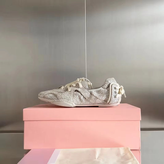 Lace-Up Leather Ballet Sneakers