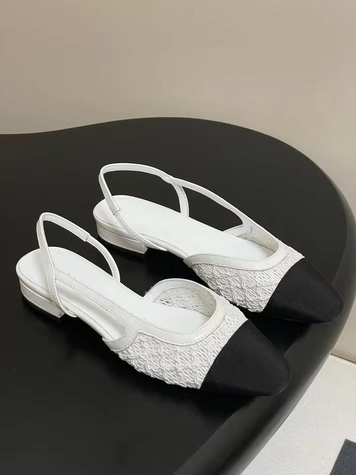 Lace Mesh Slingback Heels