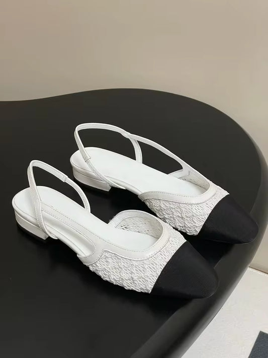 Lace Mesh Slingback Heels