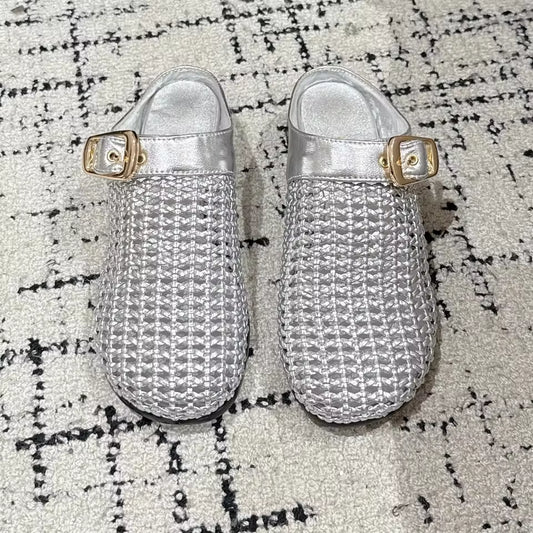 Handmade Buckle Weave Mules